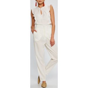 Answear - Spodnie Stripes Vibes. Szare spodnie z wysokim stanem marki ANSWEAR, z haftami, z poliesteru. W wyprzedaży za 49,90 zł.