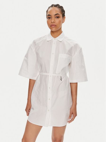 Hugo Sukienka koszulowa Emedia 50512828 Biały Relaxed Fit. Białe kombinezony Hugo, bez wzorów, z bawełny, bez kołnierzyka, bez ramiączek, koszulowe. Za 319,99 zł.