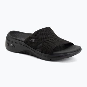 Klapki damskie SKECHERS Go Walk Arch Fit 2.0 Dakota. Czarne klapki Skechers, bez wzorów, bez obcasa. Za 249,99 zł.
