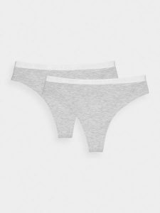 4F Bielizna stringi (2-pack) damskie - szare XS. Szara stringi 4f, bez wzorów, z bawełny. W wyprzedaży za 39,99 zł.