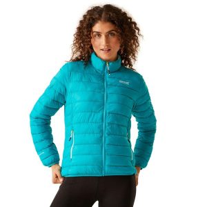 Kurtka ocieplana damska Hillpack II. Niebieskie kurtki Regatta, bez wzorów, z poliamidu, bez kaptura. W wyprzedaży za 222,95 zł.