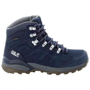 Buty trekkingowe damskie Jack Wolfskin Refugio Texapore Mid. Niebieskie buty trekkingowe Jack Wolfskin, ze skóry, bez zapięcia. Za 419,99 zł.