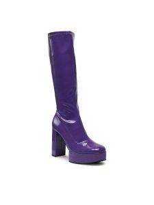 Jenny Fairy Kozaki GLOSSY-02KW Fioletowy. Fioletowe kozaki Jenny Fairy, bez wzorów, ze skóry, bez obcasa, na słupku, bez zapięcia. Za 215,99 zł.