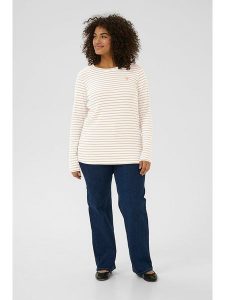 Kaffe Koszulka w kolorze biało-jasnoróżowym rozmiar: XL. Białe bluzki Kaffe, xl, bez wzorów, bez kołnierzyka, bez ramiączek. Za 96,60 zł.