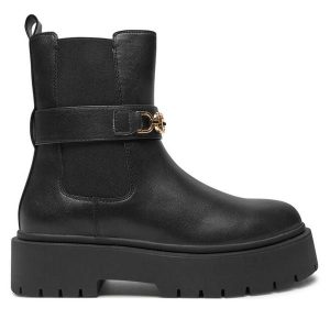 Sztyblety TWINSET. Czarne botki Twinset, bez wzorów, bez obcasa, na płaskiej podeszwie, bez zapięcia. Za 589,99 zł.