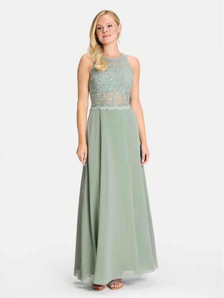 Swing Sukienka wieczorowa 5AI01400 Zielony Regular Fit. Zielone kombinezony Swing, bez wzorów, z syntetyku, wizytowe, bez kołnierzyka, bez ramiączek. Za 429,99 zł.
