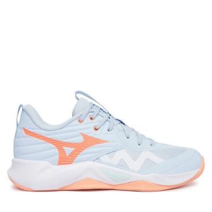 Buty halowe Mizuno. Niebieskie buty sportowe Mizuno, bez wzorów, bez zapięcia, mizuno wave. Za 469,99 zł.