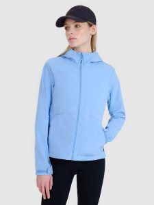 4F Kurtka softshell wiatroodporna membrana 5000 damska - granatowa XXL. Niebieskie kurtki 4f, na zimę, m, bez wzorów, z dzianiny, z kapturem. W wyprzedaży za 159,99 zł.
