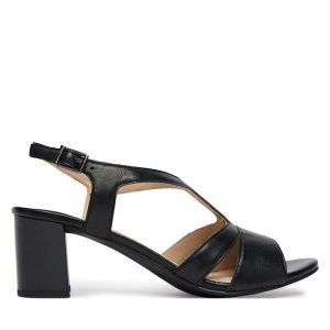 Sandały Caprice. Czarne sandały Caprice, bez wzorów, bez obcasa, na słupku, bez zapięcia. Za 329,99 zł.