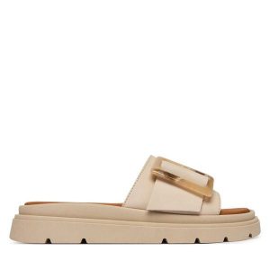 Klapki Tamaris. Białe klapki Tamaris, bez wzorów, bez obcasa. Za 299,99 zł.