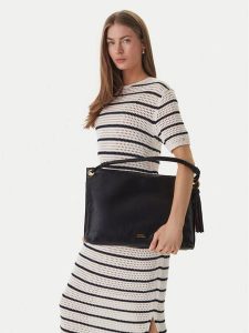 Tommy Hilfiger Torebka Th Statement Leather Bag AW0AW18621 Czarny. Czarne torebki klasyczne TOMMY HILFIGER, bez wzorów, ze skóry, bez dodatków. Za 677,99 zł.