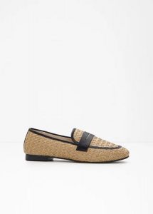 Półbuty wsuwane loafer. Brązowe balerinki bonprix, bez wzorów, z materiału, bez obcasa, bez zapięcia. Za 117,99 zł.