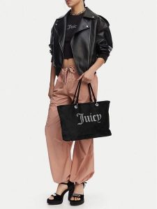 Juicy Couture Torebka CEO-BEJXT5463WPO Czarny. Czarne shopper bag Juicy Couture, bez wzorów, z materiału, bez dodatków. Za 349,99 zł.