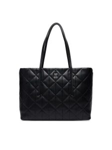 Calvin Klein Torebka Quilted Small Tote LV04F3325G Czarny. Czarne torebki klasyczne Calvin Klein, bez wzorów, ze skóry, bez dodatków. Za 649,99 zł.