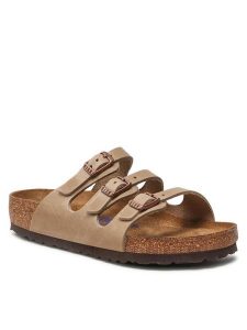 Birkenstock Klapki Florida 1011432 Beżowy. Brązowe klapki Birkenstock, bez wzorów, ze skóry, bez obcasa. Za 483,99 zł.