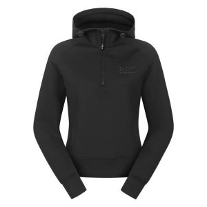 Techniczna bluza dresowa z kapturem dla kobiet do jazdy konnej ELT Regensburg. Czarne bluzy ELT, bez wzorów, z dresówki, z kapturem. Za 251,00 zł.