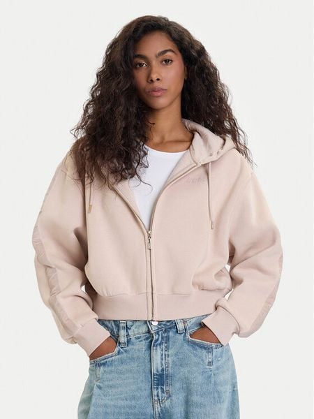 Guess Bluza V5BQ11 KB681 Beżowy Oversize. Brązowe bluzy Guess, m, z aplikacjami, z bawełny, bez kaptura. Za 229,99 zł.