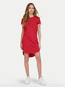 JDY Sukienka codzienna Ivy 15174793 Czerwony Regular Fit. Czerwone kombinezony JDY, xs, bez wzorów, z syntetyku, bez kołnierzyka, bez ramiączek. Za 99,99 zł.