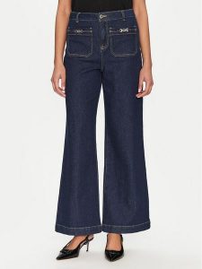Morgan Jeansy 251-PSOFT Granatowy Wide Leg. Niebieskie jeansy Morgan, bez wzorów, z bawełny. Za 199,99 zł.