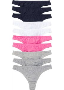 Stringi (10 par). Niebieskie stringi bonprix, bez wzorów. Za 84,99 zł.