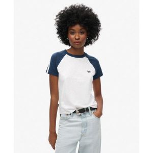 Koszulka retro Essential Logo. Niebieskie koszulki sportowe Superdry, bez wzorów, z bawełny, bez ramiączek. Za 126,45 zł.