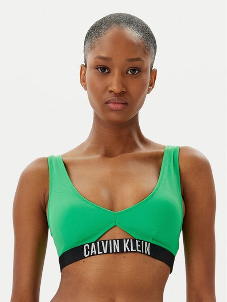 Calvin Klein Swimwear Góra od bikini KW0KW02745 Zielony. Zielone bikini Calvin Klein Swimwear, bez wzorów, z syntetyku. Za 199,99 zł.