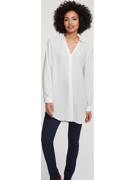 Heine Bluzka w kolorze białym rozmiar: 36. Białe bluzki Heine, bez wzorów, bez kołnierzyka, bez ramiączek. Za 74,28 zł.