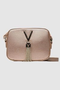 VALENTINO Złota torebka Divina Camera Bag. Żółte torebki klasyczne Valentino by Mario Valentino, bez wzorów, małe, bez dodatków. W wyprzedaży za 199,99 zł.