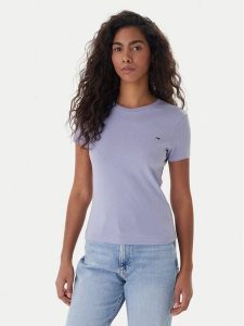 Tommy Jeans T-Shirt DW0DW20459 Niebieski Slim Fit. Niebieskie t-shirty Tommy Jeans, m, bez wzorów, z bawełny, bez kołnierzyka, bez ramiączek. Za 119,99 zł.