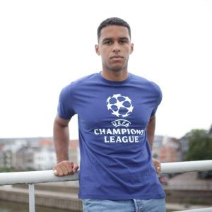 Koszulka UEFA Champions League. Niebieskie bluzki CHAMPIONS LEAGUE, xl, bez wzorów, z bawełny, sportowe, bez kołnierzyka, bez ramiączek. Za 139,99 zł.