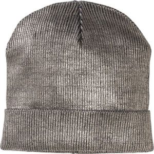 Czapka dzianinowa ze srebrnym nadrukiem bonprix szaro-srebrny kolor. Czapki marki bonprix. Za 42,99 zł.