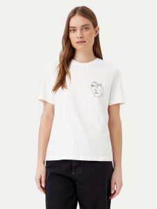 Vila T-Shirt Sybilla 14103247 Biały Regular Fit. Białe t-shirty Vila, xs, bez wzorów, z bawełny, bez kołnierzyka, bez ramiączek. Za 99,99 zł.