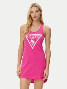 Guess Sukienka codzienna E3GP03 JA914 Różowy Regular Fit. Czerwone kombinezony Guess, m, z aplikacjami, z bawełny, bez kołnierzyka, bez ramiączek. Za 109,99 zł.