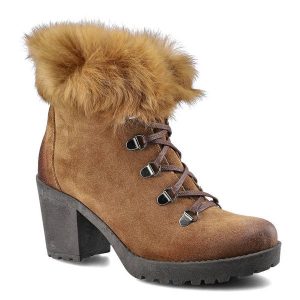Botki damskie Lemar, ocieplane futerkiem i zapinane na suwak , brązowe, 60178-W. Brązowe botki Lemar, na zimę, bez wzorów, bez obcasa, na obcasie, bez zapięcia. Za 210,00 zł.