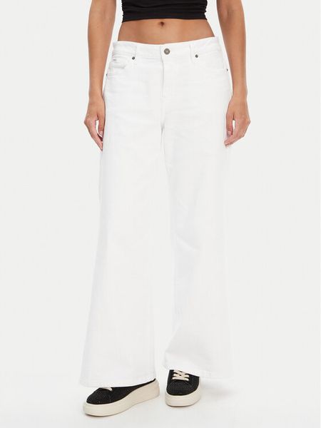 Guess Jeans Jeansy W5YA0O D0131 Biały Regular Fit. Białe jeansy Guess Jeans, z aplikacjami, z bawełny. Za 219,99 zł.