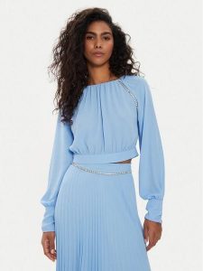 Liu Jo Bluzka CA4409 TS055 Błękitny Regular Fit. Niebieskie bluzki Liu Jo, bez wzorów, z syntetyku, bez kołnierzyka, bez ramiączek. Za 379,99 zł.