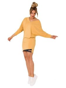 Made of emotion Sukienka w kolorze brzoskwiniowym rozmiar: S. Pomarańczowe sukienki Made Of Emotion, s, bez wzorów, bez kołnierzyka, bez ramiączek, mini. Za 200,95 zł.