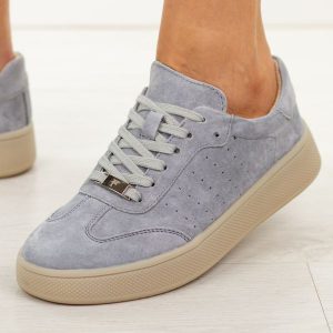 Szare skórzane półbuty damskie Filippo Dp7524/26. Szare półbuty Filippo, na jesień, bez wzorów, z jeansu, z okrągłym noskiem, bez obcasa, na płaskiej podeszwie, bez zapięcia. Za 239,00 zł.