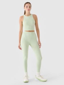 4F Legginsy treningowe z wysokim stanem damskie - turkusowe XS/S. Niebieskie legginsy 4f, bez wzorów, z dzianiny, z podwyższonym stanem, długie. W wyprzedaży za 59,99 zł.