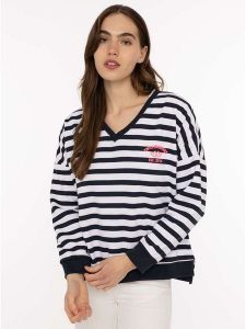 Zwillingsherz Bluza w kolorze granatowo-białym rozmiar: S/M. Białe bluzy Zwillingsherz, m, bez wzorów, bez kaptura. Za 204,95 zł.