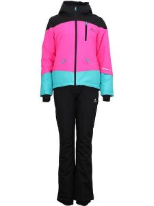 Peak Mountain 2-częściowy zestaw narciarski "Acorse" w kolorze różowo-niebiesko-czarnym rozmiar: S. Czarne kurtki sportowe Peak Mountain, m, bez wzorów, bez kaptura, narciarskie. Za 590,20 zł.