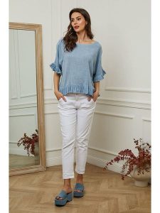 Plume Bluzka "Dress" w kolorze błękitnym rozmiar: M. Niebieskie bluzki Plume, m, bez wzorów, bez kołnierzyka, bez ramiączek. Za 180,06 zł.