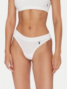 Polo Ralph Lauren Stringi 4P0511 Biały. Białe stringi Polo Ralph Lauren, bez wzorów, z bawełny. Za 119,99 zł.