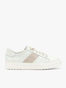 Kremowe skórzane półbuty. Białe półbuty Ryłko, bez wzorów, ze skóry, z okrągłym noskiem, bez obcasa, na płaskiej podeszwie, bez zapięcia. Za 429,99 zł.