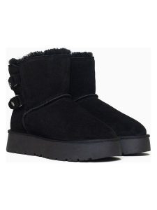 NICEBAY Skórzane botki zimowe "Sheeba" w kolorze czarnym rozmiar: 38. Czarne botki NICEBAY, na zimę, bez wzorów, z materiału, bez obcasa, bez zapięcia. Za 217,99 zł.