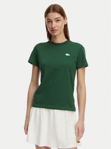 Lacoste T-Shirt TF9246 Zielony Slim Fit. Zielone t-shirty Lacoste, bez wzorów, z bawełny, bez kołnierzyka, bez ramiączek. Za 269,99 zł.