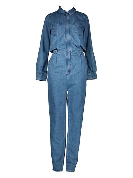 Mustang Kombinezon dżinsowy w kolorze niebieskim rozmiar: L. Niebieskie kombinezony Mustang, l, bez wzorów, bez kołnierzyka, bez ramiączek. Za 143,90 zł.