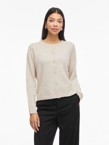 Vila Kardigan "Viliga" w kolorze beżowym rozmiar: XS. Brązowe swetry oversize Vila, s, bez wzorów, z materiału, bez ramiączek. Za 57,33 zł.