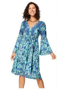 Aller Simplement Sukienka w kolorze turkusowo-niebieskim rozmiar: 38/40. Niebieskie sukienki Aller Simplement, bez wzorów, bez kołnierzyka, bez ramiączek, midi. Za 56,99 zł.