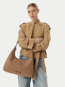 Calvin Klein Torebka Emblem Jacquard LV04F3635G Brązowy. Brązowe torebki klasyczne Calvin Klein, bez wzorów, z materiału, bez dodatków. Za 569,99 zł.